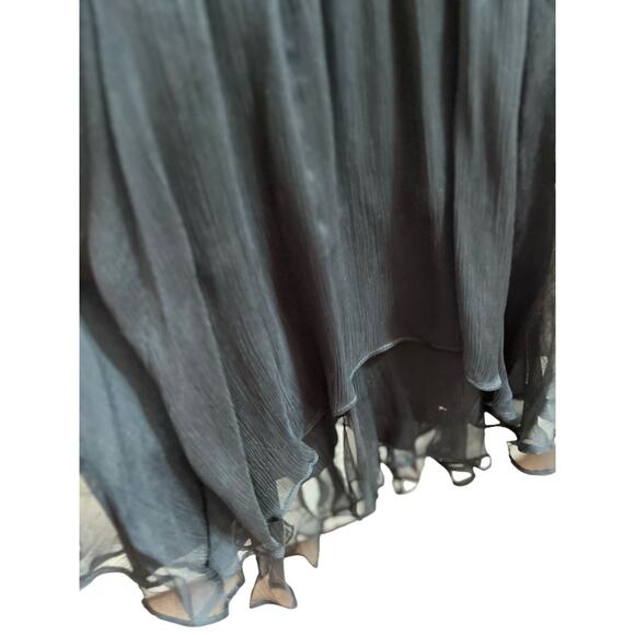 Krisa/ Revolve Sz‎ Medium Lace Chiffon High Neck Cascade Midi Slip Dress NWT - Picture 4 of 12